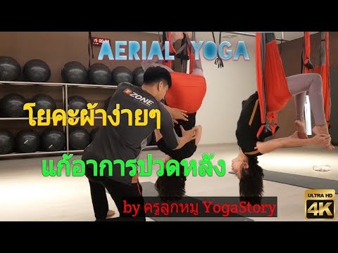 โยคะผ้า aerial flow yoga แบบง่ายๆแก้อาการปวดหลัง by Lukmoo YogaStory | Aerial flow yoga EP.1