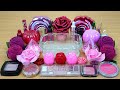 ROSE SLIME Mixing makeup and glitter into Clear Slime Satisfying Slime Videos