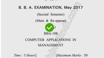 2017 Dcrust BBA 2nd Sem Computer Application in Management Question Paper