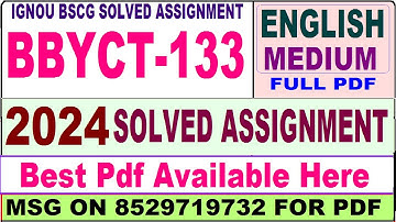bbyct 133 solved assignment 2024 || bbyct 133 solved assignment 2023-24 in English ||  bbyct133 2024