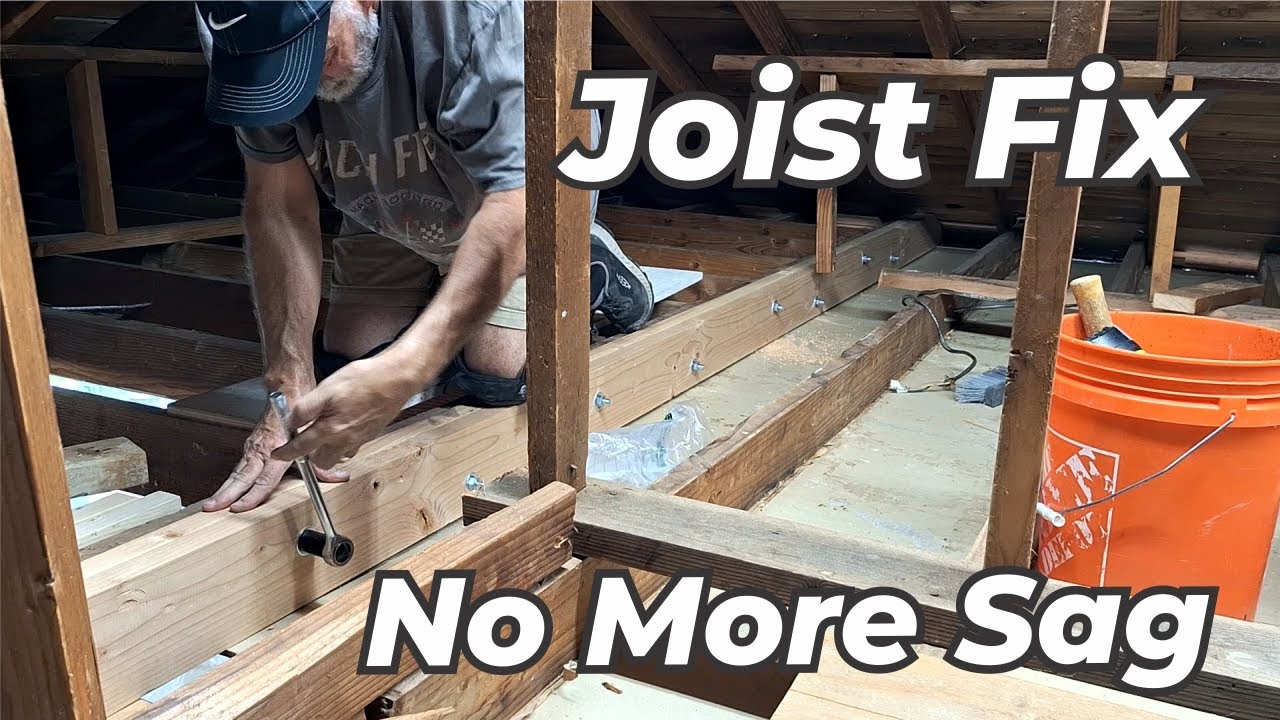 DIY sagging ceiling joist fix | Proper support for attic storage. Ep.4