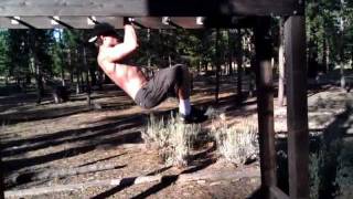 Angelo Doing an Ab workout and Back workout on Monkey Bars