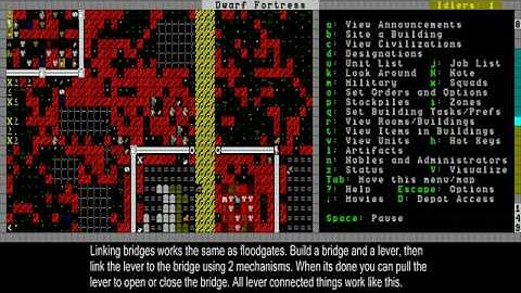 Dwarf Fortress Video Tutorial part 26 - Floodgates, Levers and Bridges.