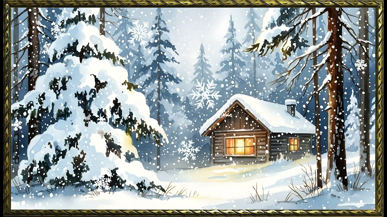 Antique Winter Landscape of Pure Calm| Gold Frame TV Art | Art Screensaver for TV | Wall Art