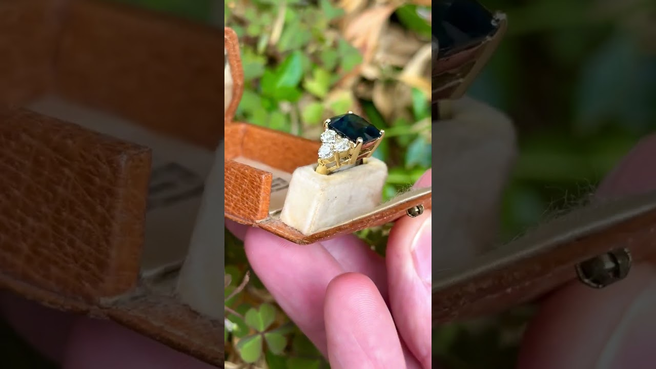 Well, well well. What do we have here? 8 Carat Teal Sapphire Ring 18K Yellow Gold, Sku REM23372