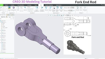 CREO 3D Modeling Tutorial: Knuckle Joint | part 01 | Fork End Rod