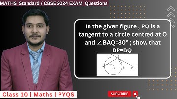 In the given figure , PQ is a tangent to a circle centred at O and ∠BAQ=30° ; show that BP=BQ #cbse