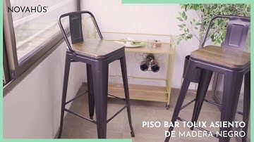 Pack 4 Pisos de Bar Tolix Asiento de Madera Negro