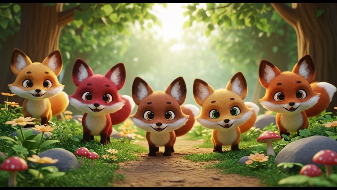 Five Little Red Foxes Sneak Sneak Sneak 🦊 | Nursery Rhymes for Kids & Baby Songs