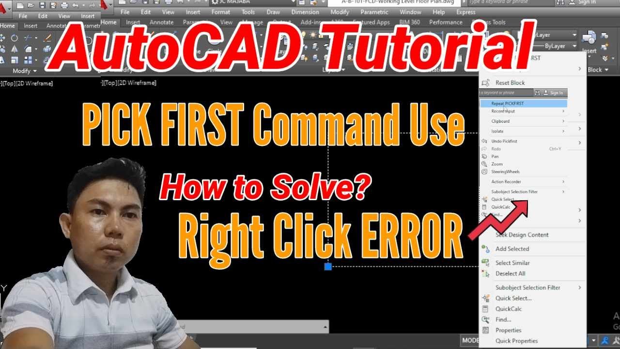 AutoCAD Tutorial / HOW TO SOLVE RIGHT CLICK ERROR / PICK FIRST COMMAND USE (For BEGINNERS)