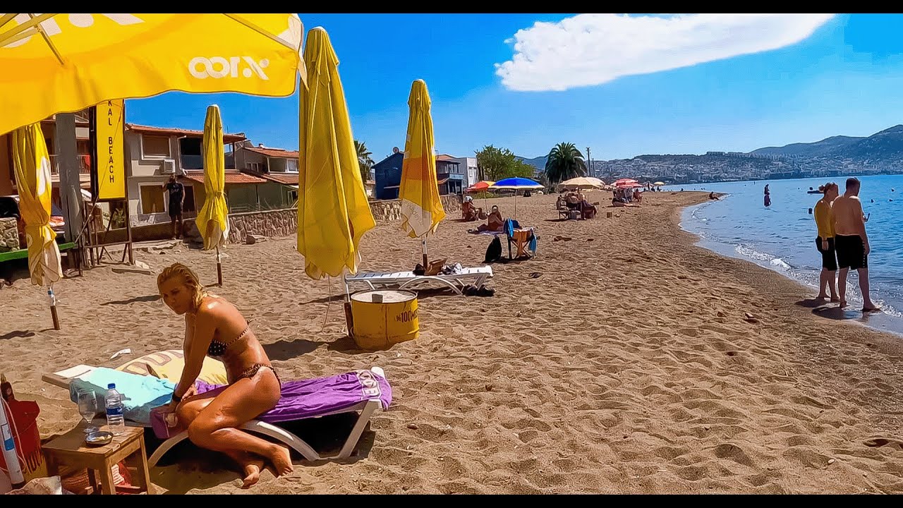 İzmir DİKİLİ BEACH, Hot Summer Walking Tour, Travel Turkey [4K UHD 60 FPS]