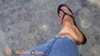 Foot Shake And Dangle In Flip Flops