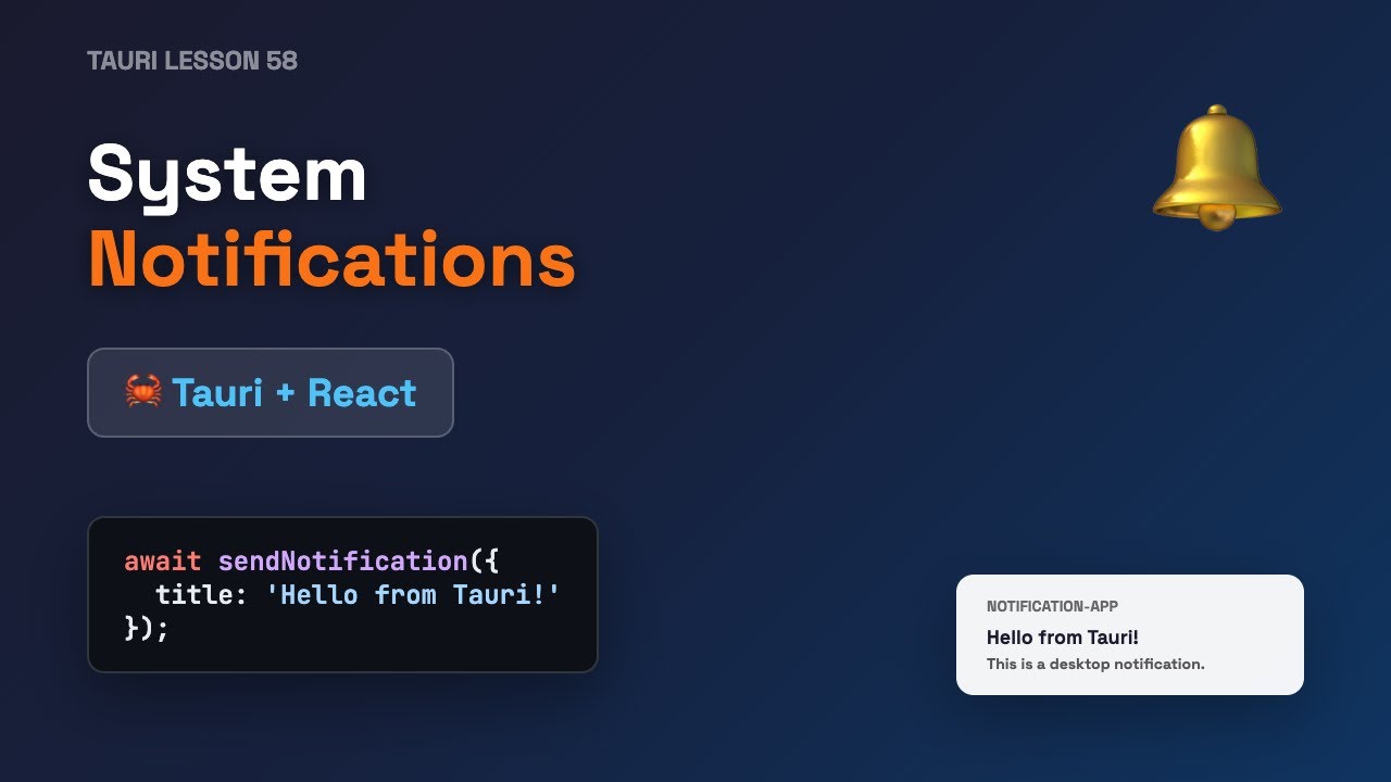 Send Desktop Notifications with Tauri | React + Rust Tutorial - YouTube