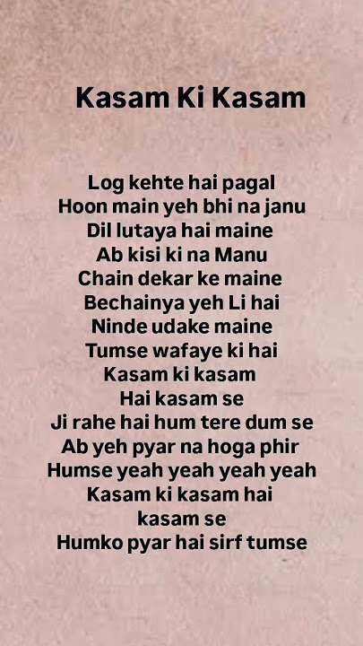 Kasam Ki Kasam # Lyrics