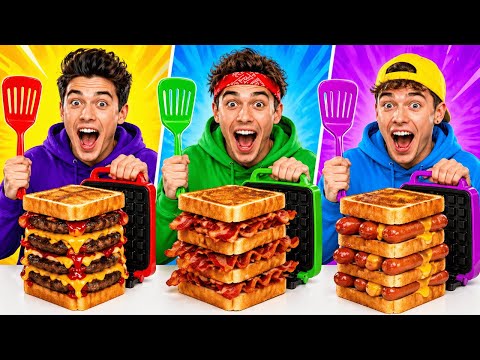 पागल सैंडविच चुनौती! 🤯🥓🍔🌭 कौन जीतेगा 123 GO! CHALLENGE द्वारा