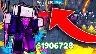 OMG WHAT!?  I WON 210 WAVES IN ENDLESS MODE WITH HYPER AND GODLY !!  | Toilet Tower Defense