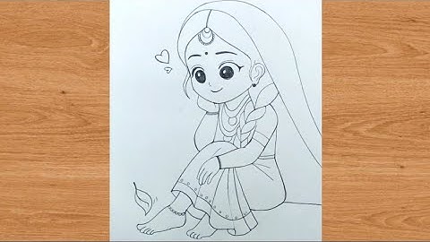 Radha rani easy pencil drawing step by step for beginners | god Krishna pencil art