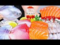 ASMR BABY SQUID, SALMON, OYSTER, HAMACHI 방어회, 꼴뚜기, 석화, 병어회 *모둠회 먹방 RAW SEAFOOD EATING SOUNDS MUKBANG