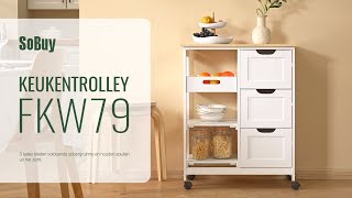 Sobuy Keuken Opbergtrolley丨Opbergtrolley丨Serveerwagen丨Keukentrolley丨Fkw79