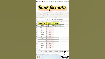 RANK in Excel 📊 | Find Position Easily with One Formula! #ExcelTips #shorts #Advancement