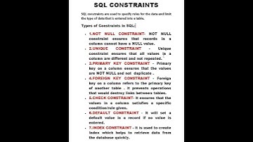 Constraints in SQL  #juzshineshorts #shorts #juzshinevideos