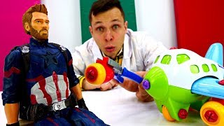 Супергерои: Капитан Америка в Мегаклинике. Мультики для детей Супергерои: Капитан Америка в Мегаклинике. Мультики для детей