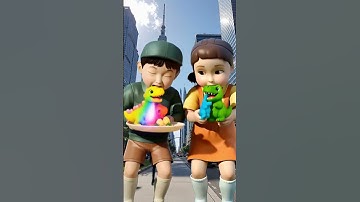 Squid Game AI eating rainbows Dinosaur slime ASMR #squidgame #squidgame2 #ai #asmr