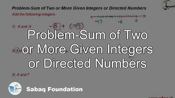 Problem-Sum of Two or More Given Integers or Directed Numbers, Math Lecture | Sabaq.pk