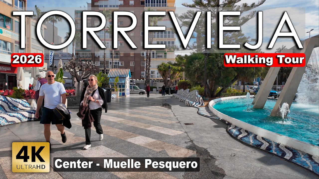 Torrevieja - Center (Muelle Pesquero), February 2026 | Costa Blanca - Walking tour [4k 60fps]