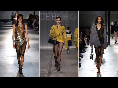 A catwalk at Milan Fashion Week has featured models with three