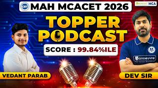 MAH MCA CET 2026 Podcast "Vedant Parab" Score 99.84%ile | Preparation Strategy