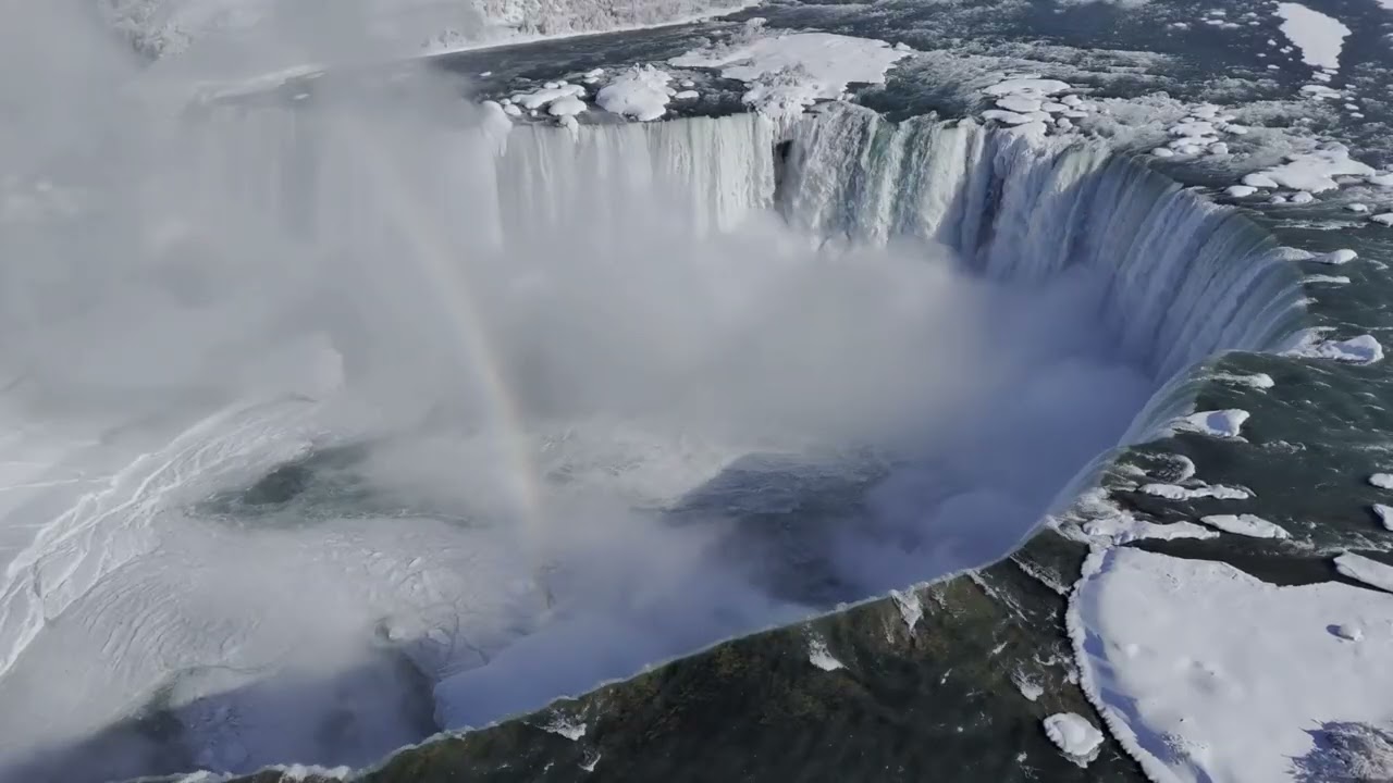 Winter Waterfall from Above | Brown Noise & Water Sounds for Deep Sleep