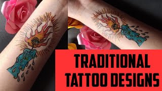 Traditional Candle Tattoo For Men || Tattoo Design || How to make tattoo design at home