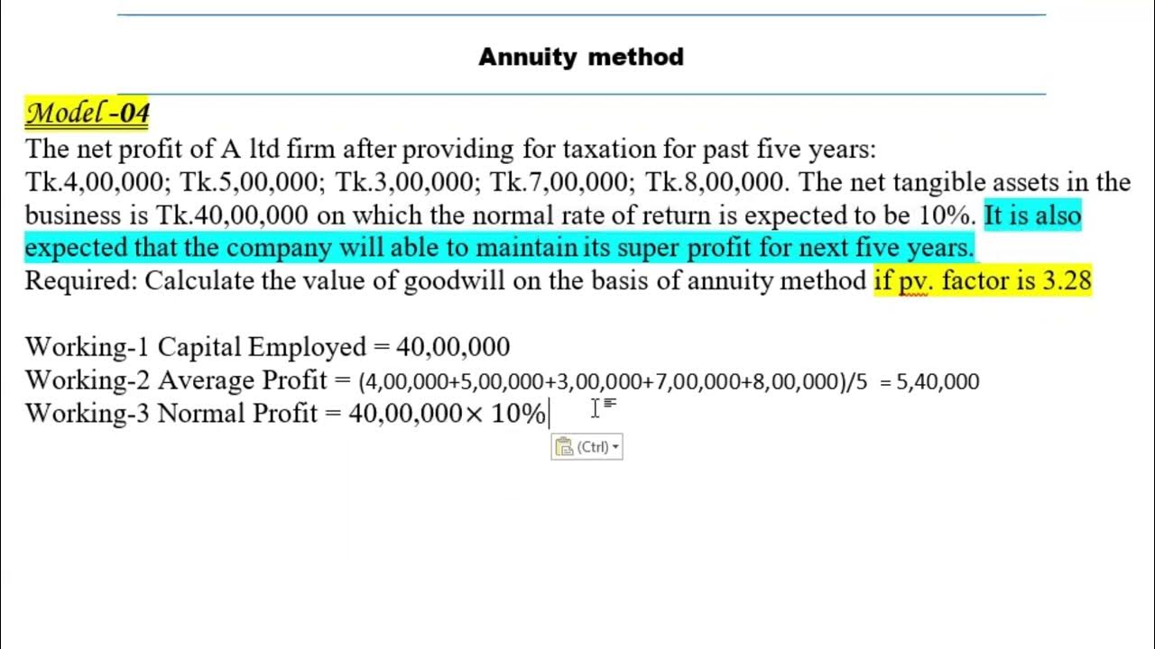 Accounting theory ।। Goodwill Valuation ।। Annuity method ।। BBA 4th