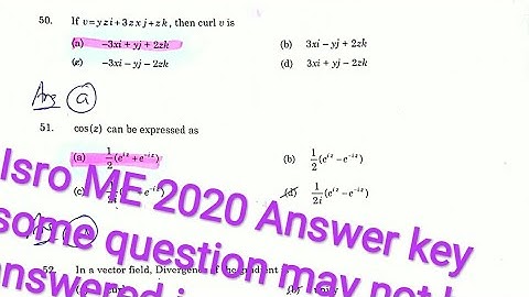 #ISROSCMEpaper2020Answerkey Isro SC Mechanical paper 2020 Answer key (ISRO ME Paper 2020)