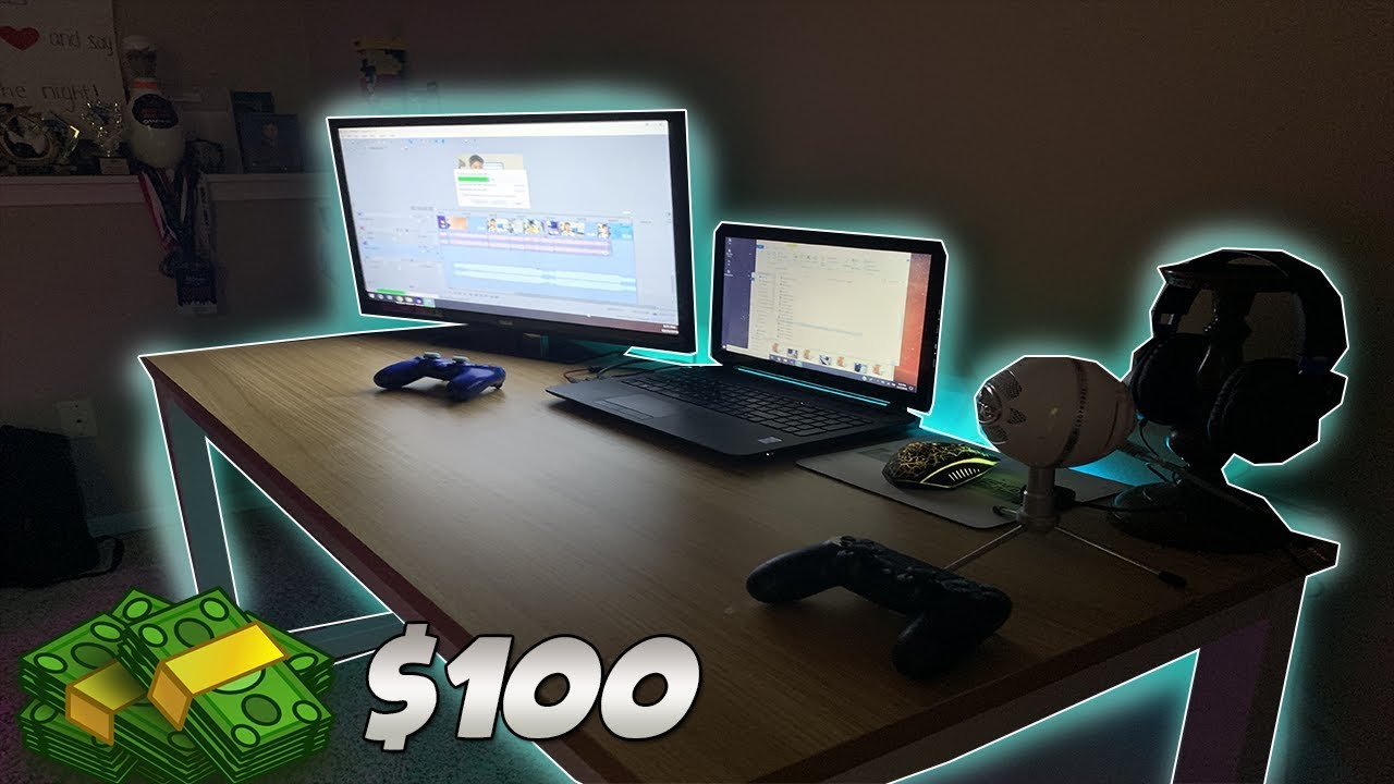 Curved Gaming Desk Setup Cheap 