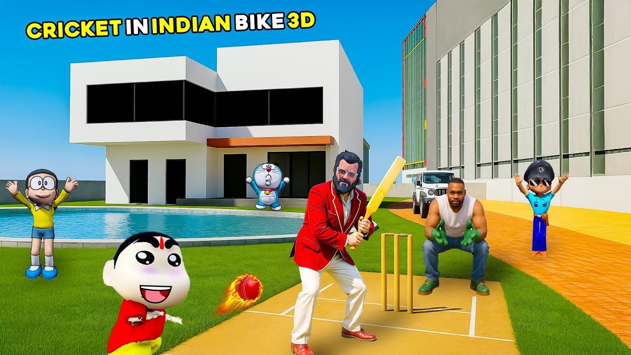 Shinchan🤣Playing Cricket 🏏In INDIAN BIKE 3D Full Fun In GTA5 #bommalu #gta5telugu