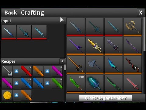 Crafting Elegant Saber Huge Roblox Assassin Update Youtube - crafting rainbow saber and elegant saber roblox assassin youtube