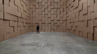 Zimoun Sound Installation 658 Prepared Dc-Motors, Cotton Balls, Cardboard Boxes 70X70X70Cm, 2017