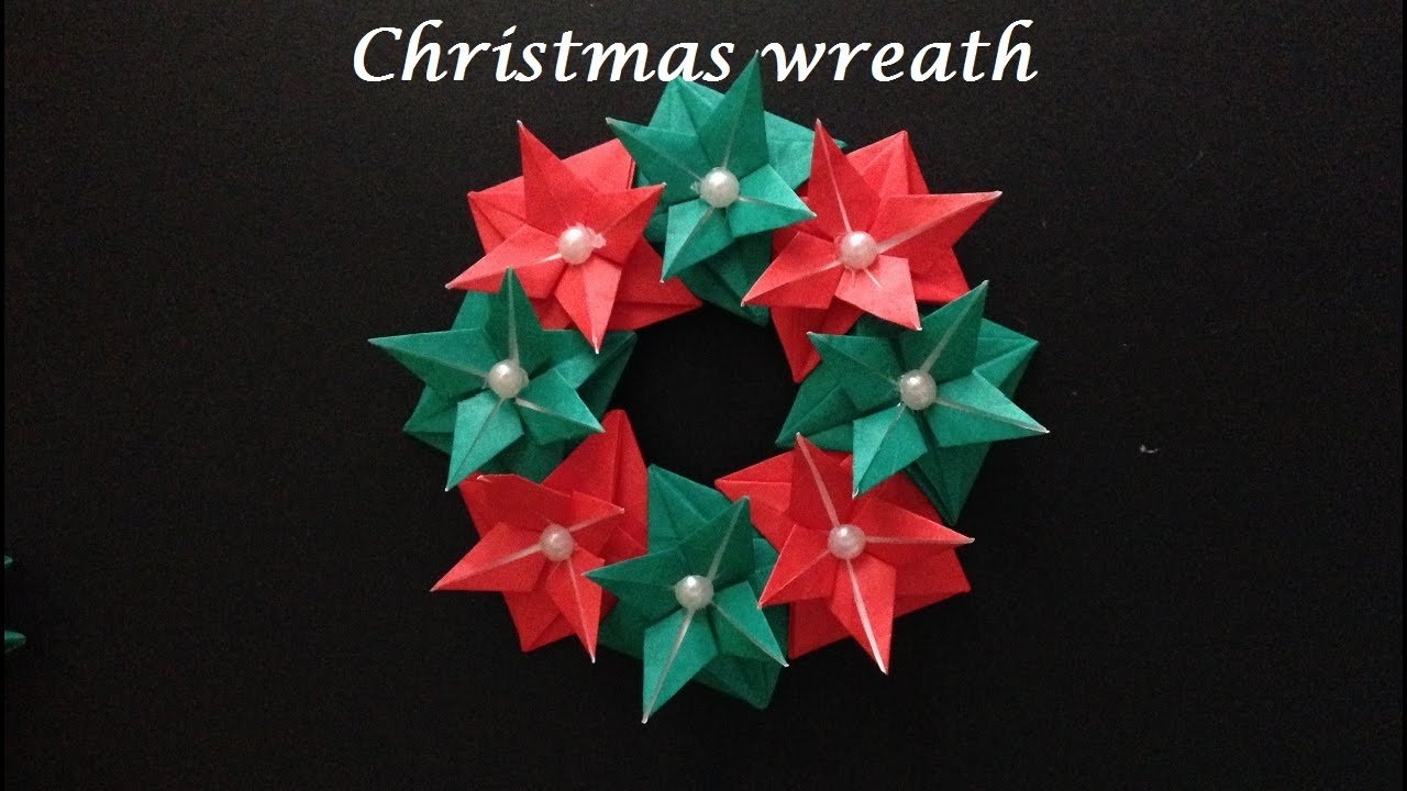 折り紙 クリスマス ポインセチアリースの折り方 Niceno1 Origami Christmas Wreath Youtube