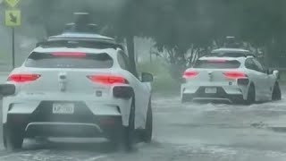 Video shows Waymo vehicles stopping in flooded roadway on Riverside Drive