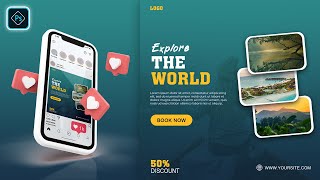 Travel Social Media Post Design Photoshop Tutorial screenshot 3