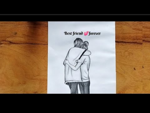 How to draw boy and girl best friend drawing for beginners step by step ...