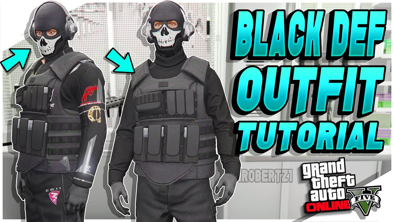 GTA 5 BLACK CEO Body Armor BLACK Joggers Glitch BLACK DEF Outfit GTA 5