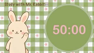 Study With Mr. Rabbit | 3 Hours Pomodoro Study Session (50 min Focus + 10 min Break) No Music