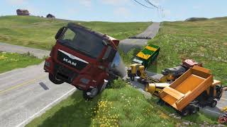 Mobil Truk Kecelakaan !!!! Jalanan Angker dan Berbahaya - Beamng 4 Crash