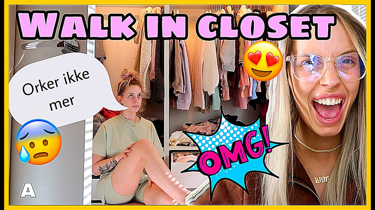 Organiserer og rydder inn i mitt WALK IN CLOSET - Flyttevlogg #3