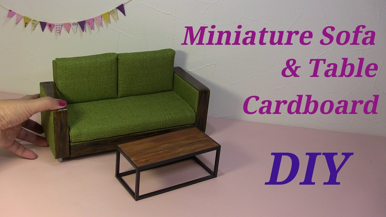 Diy Miniature Sofa Cardboard Table ミニチュアソファー ダンボール とテーブルの作り方 Youtube