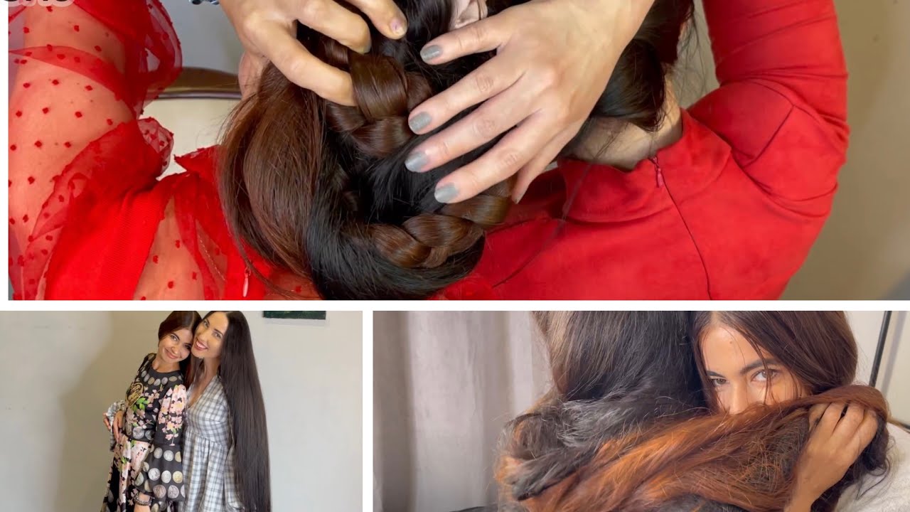Two Rapunzel Big Bun Smell hair Massage scalp Hair play Braid SELFY preview