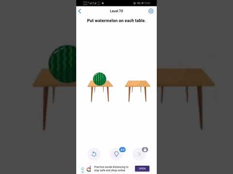 Easy Game Brain Test Level 70 Put Watermelon on Each Table Walkthrough Solution